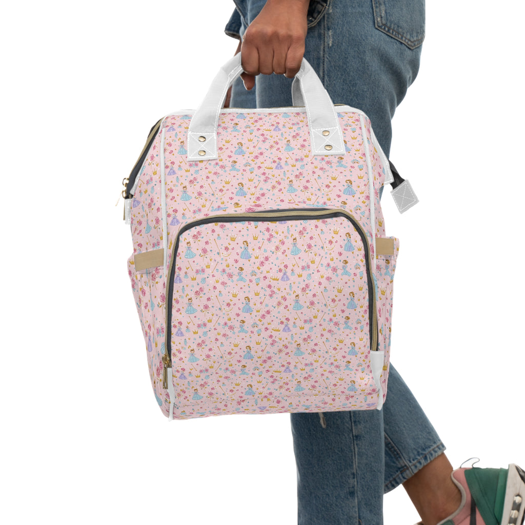 Princess Print Diaper Backpack — Multifunctional Baby Travel Bag