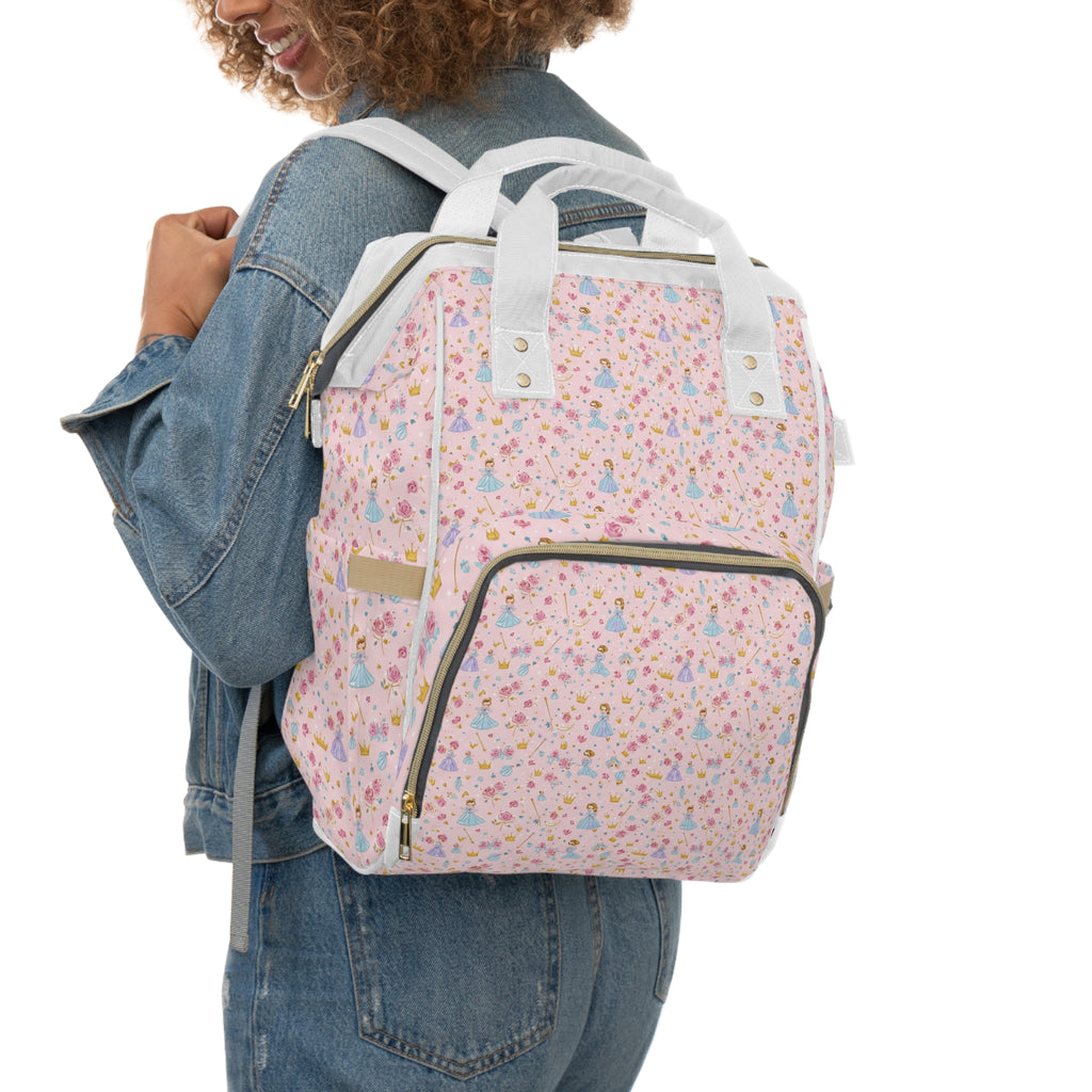 Princess Print Diaper Backpack — Multifunctional Baby Travel Bag