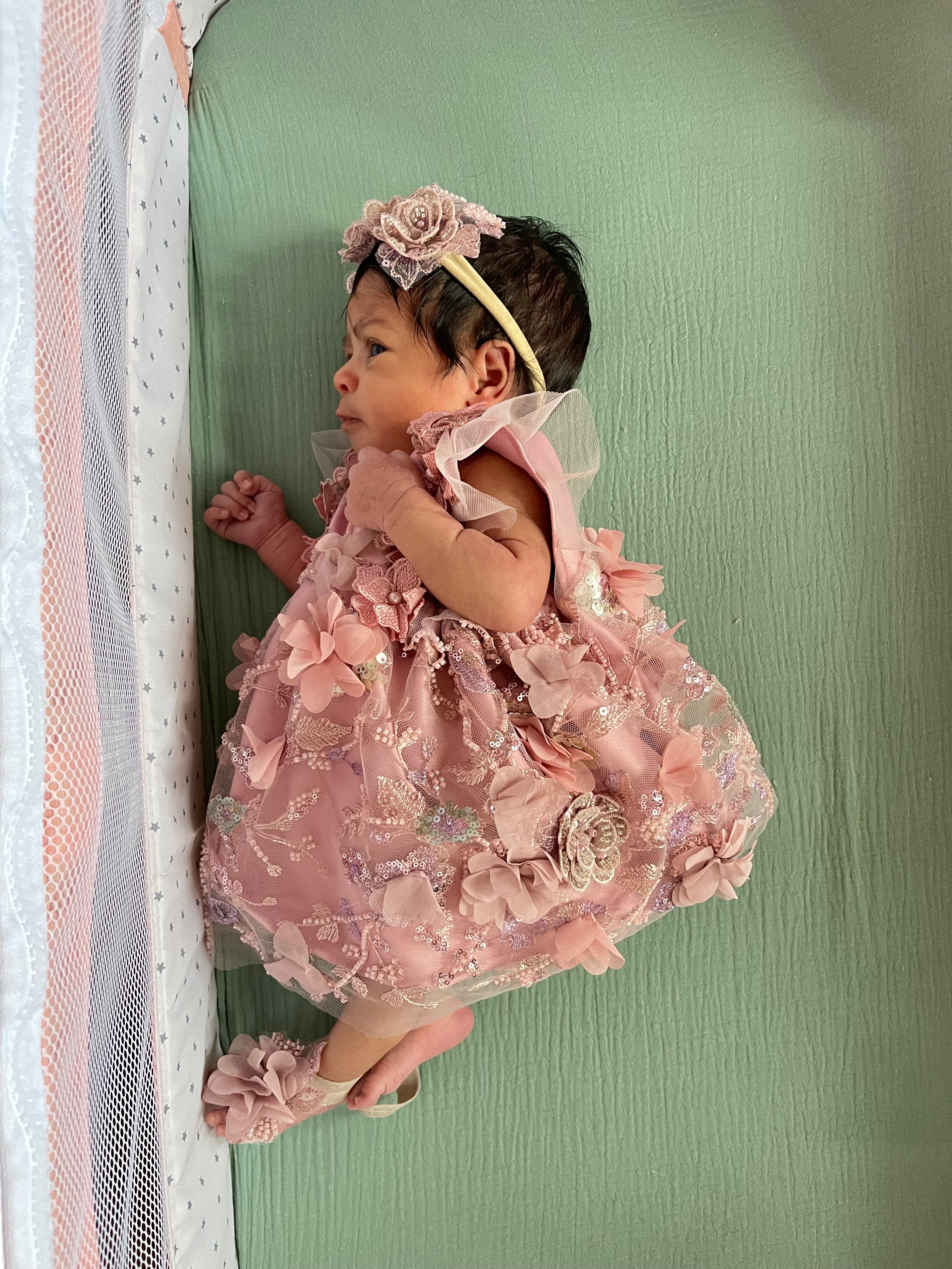Luxury Baby Dress in Dusty Pink