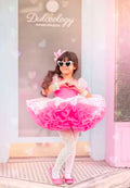 Luxury Valentine's Day Dress for Girls - Premium Tutu Set with Hearts - Fuchsia Pink Gala Dress for Photo Shoot and Birthday - Coquette Aesthetics