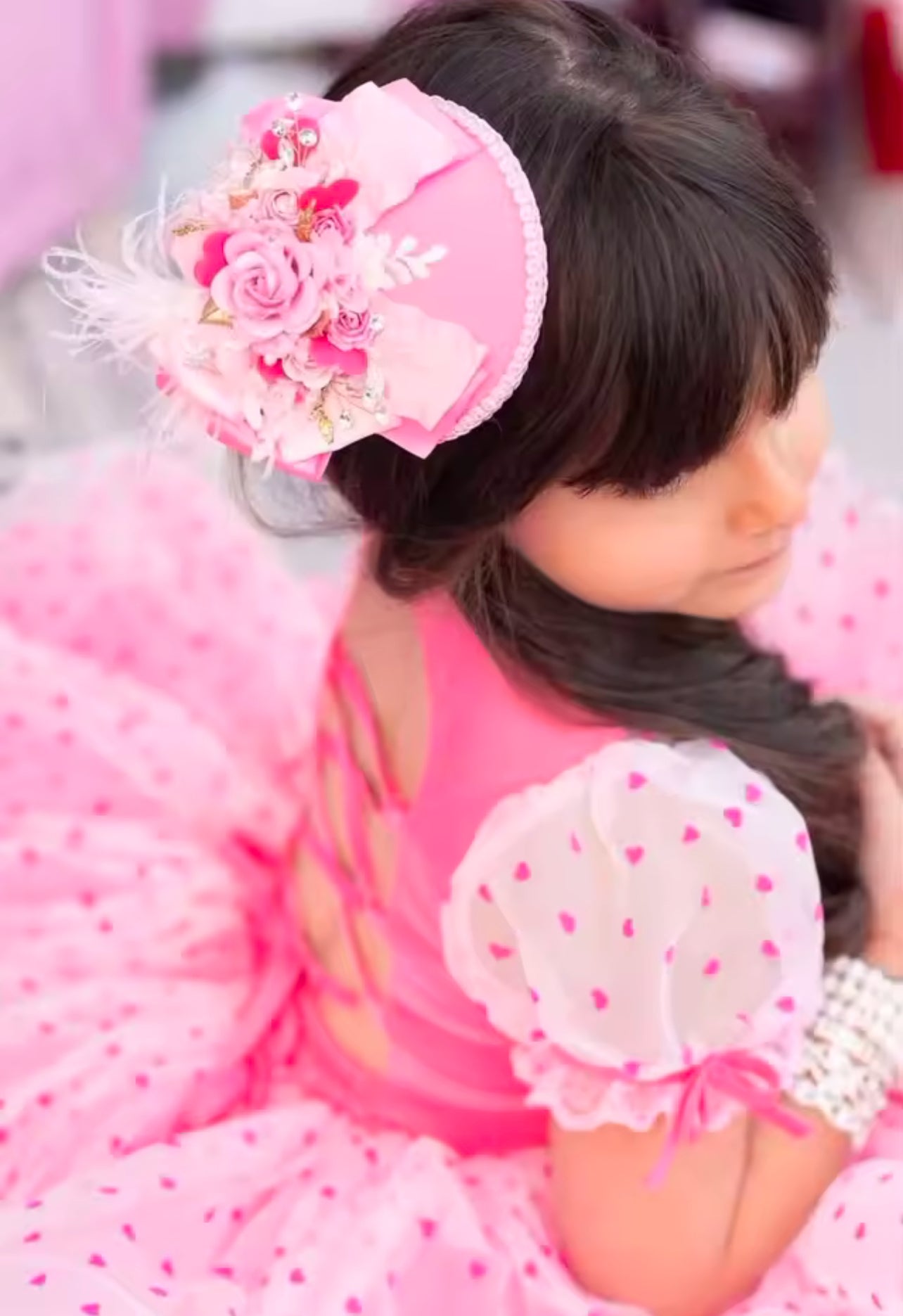 Luxury Valentine's Day Dress for Girls - Premium Tutu Set with Hearts - Fuchsia Pink Gala Dress for Photo Shoot and Birthday - Coquette Aesthetics