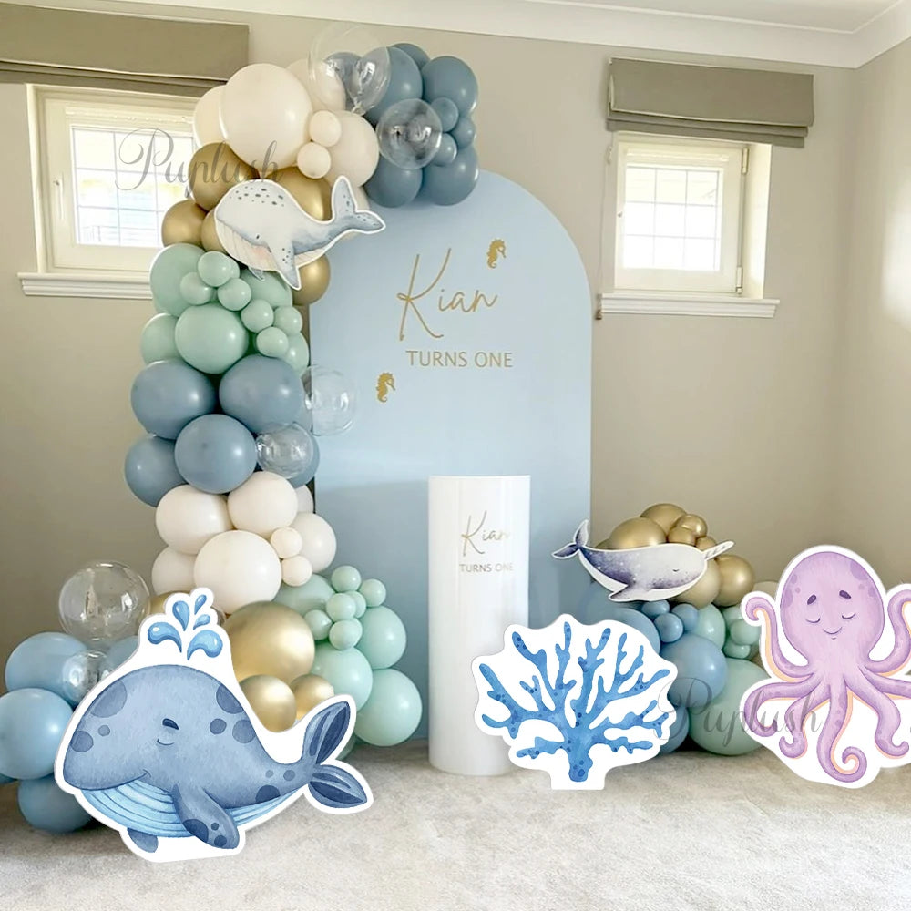Decorative Kit "Bajo el Mar" - Watercolor Figures for Children's Parties and Baby Shower