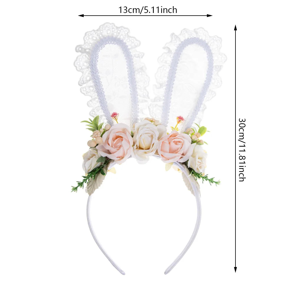 Headband "Ears of Lace and Flowers" - Boutique Accessory for Girls.
