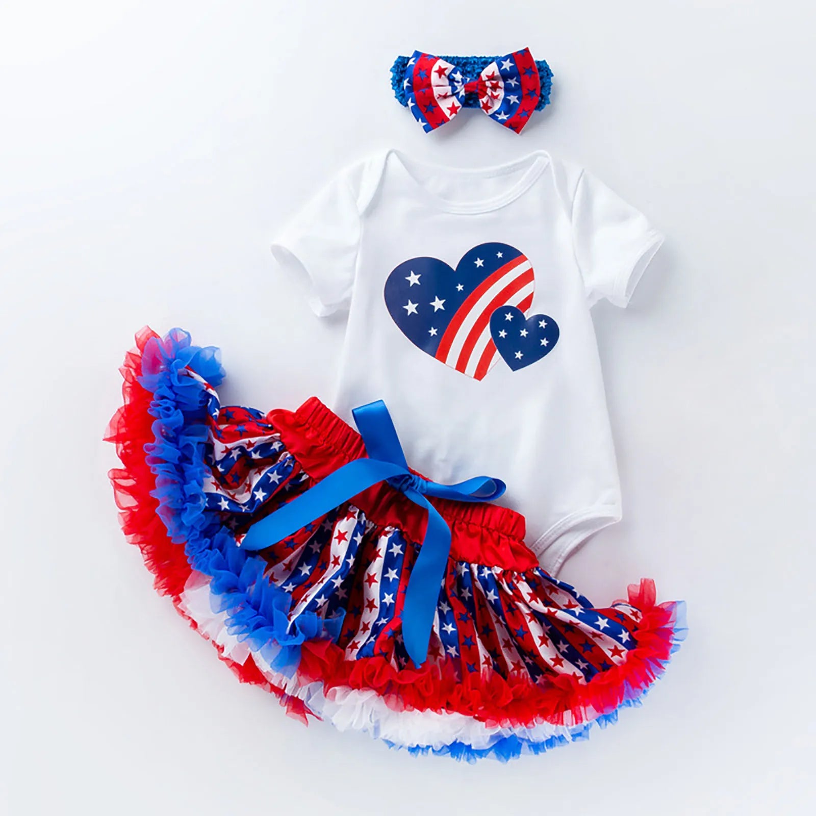 Body de Algodón, Tutú Multicolor y Accesorios Edición Especial 4 de Julio