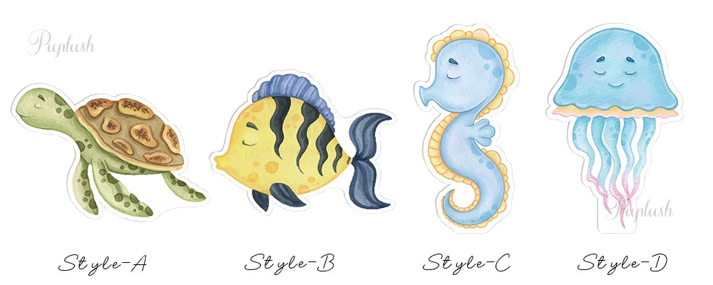 Decorative Kit "Bajo el Mar" - Watercolor Figures for Children's Parties and Baby Shower