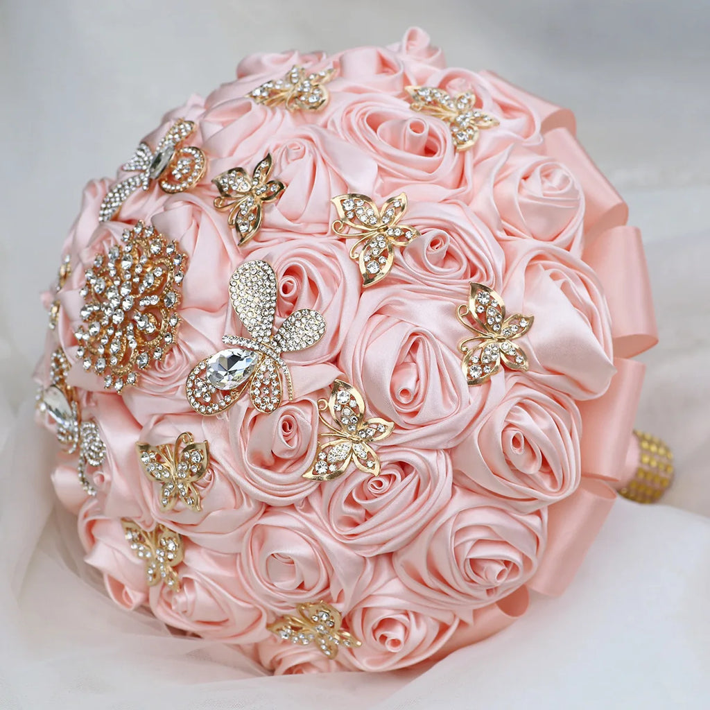 Bouquet de quinceañera avec papillons en strass, bouquets de mariée pour la mariée et les demoiselles d'honneur