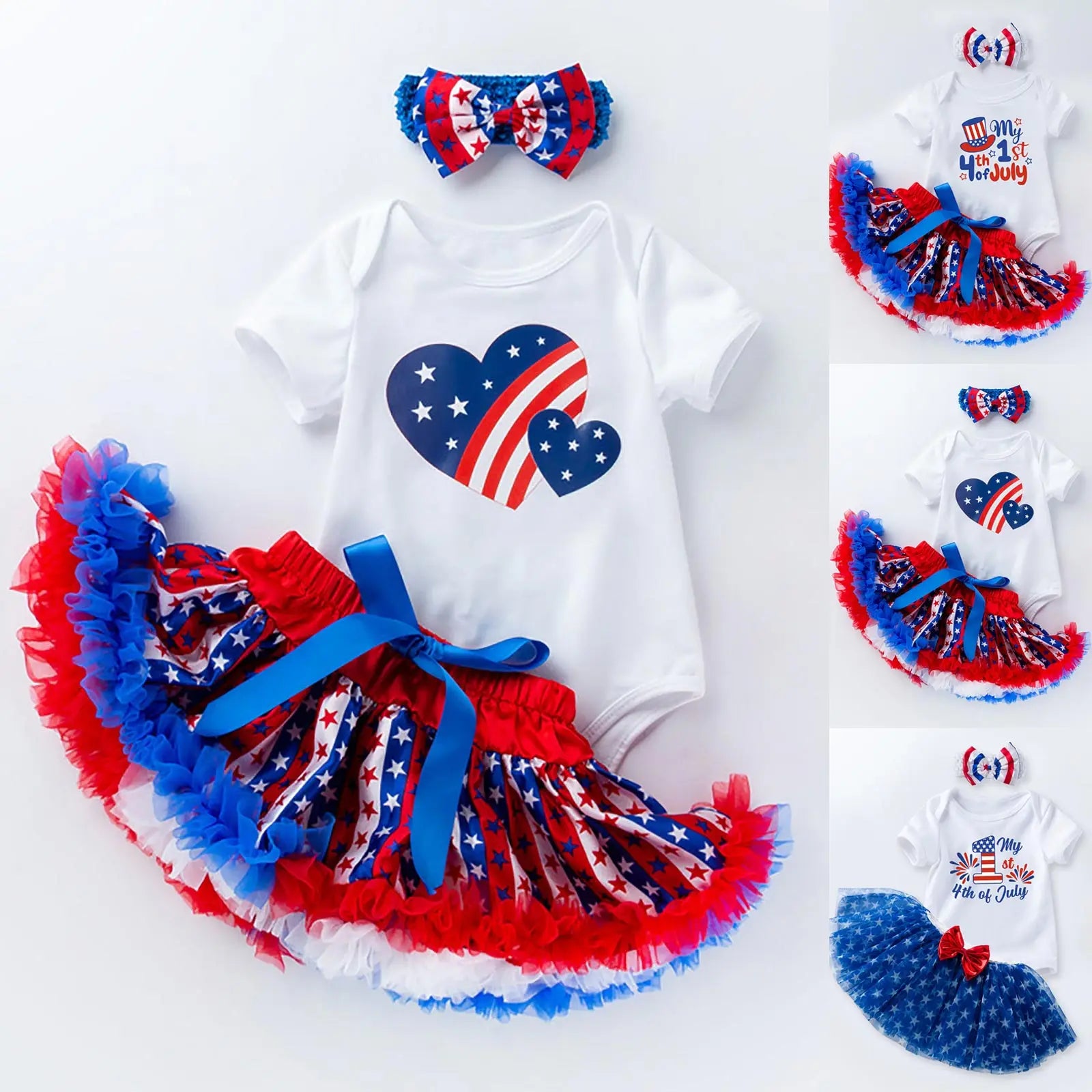 Body de Algodón, Tutú Multicolor y Accesorios Edición Especial 4 de Julio
