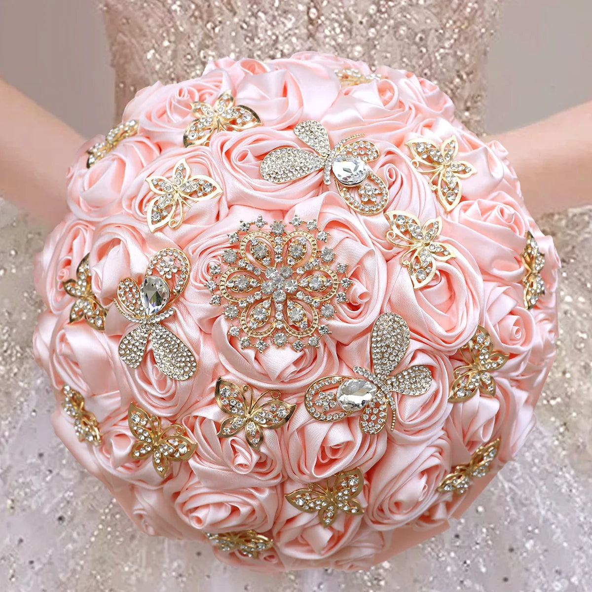 Bouquet de quinceañera avec papillons en strass, bouquets de mariée pour la mariée et les demoiselles d'honneur
