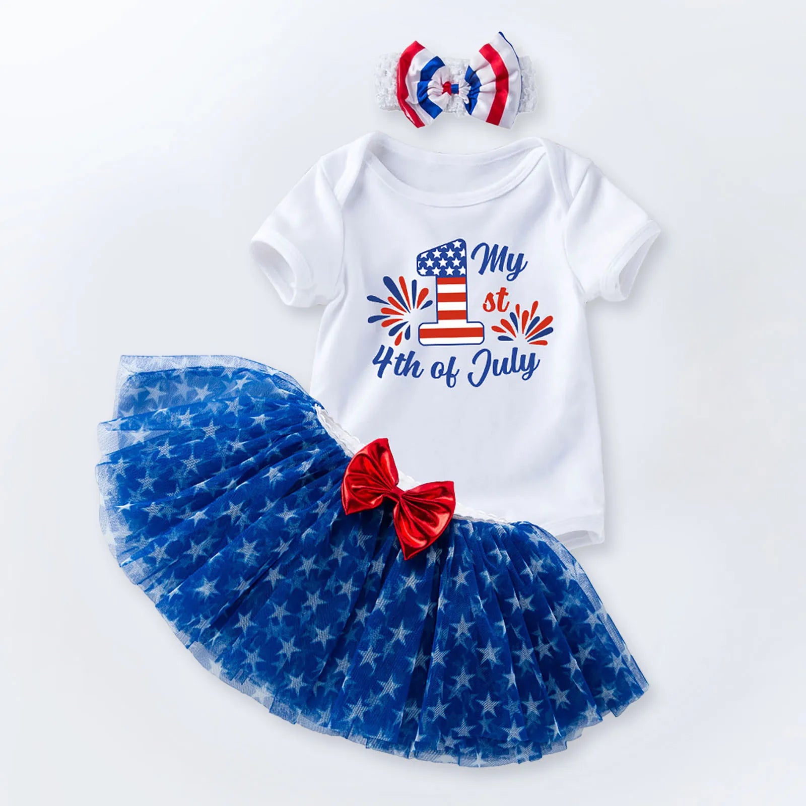 Body de Algodón, Tutú Multicolor y Accesorios Edición Especial 4 de Julio