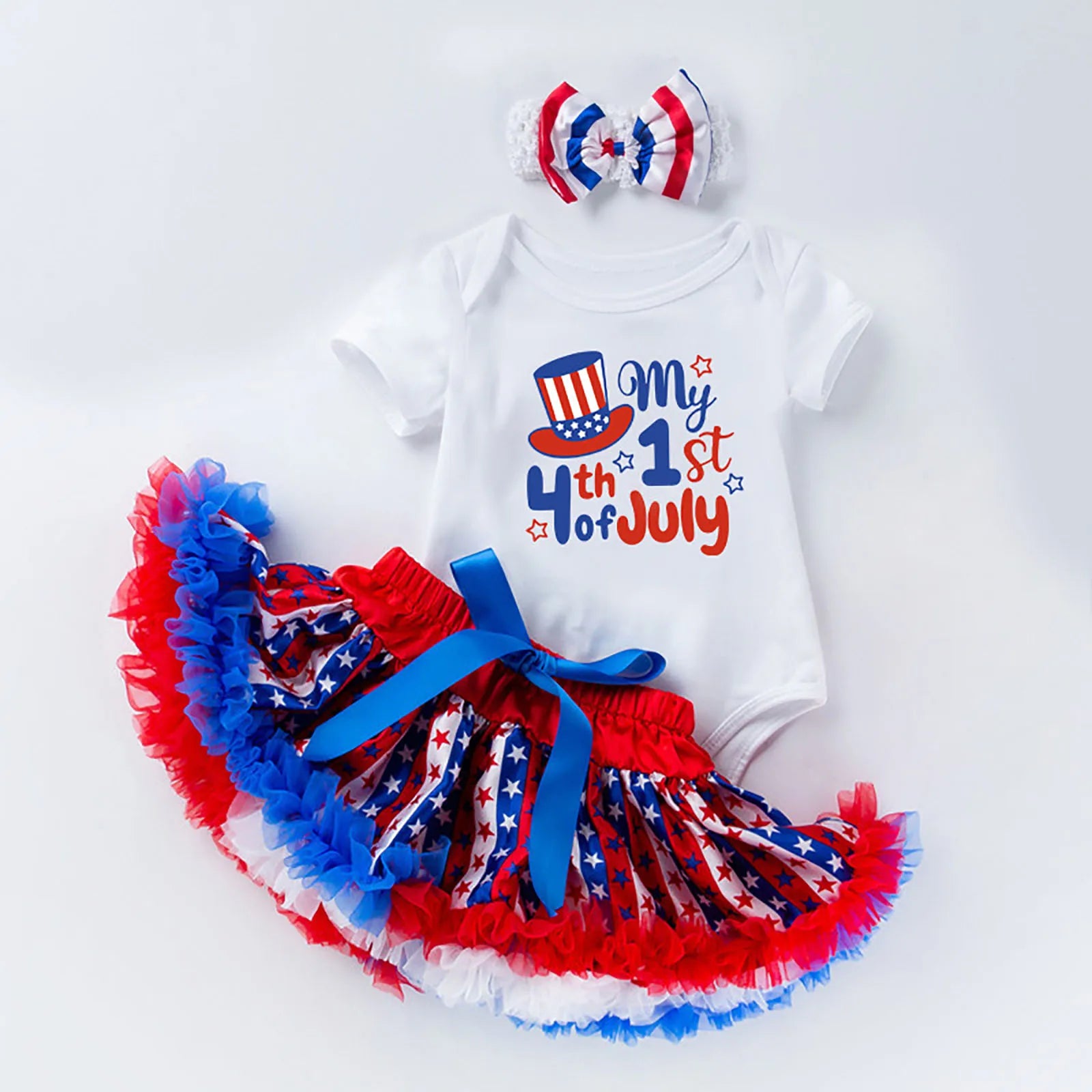 Body de Algodón, Tutú Multicolor y Accesorios Edición Especial 4 de Julio