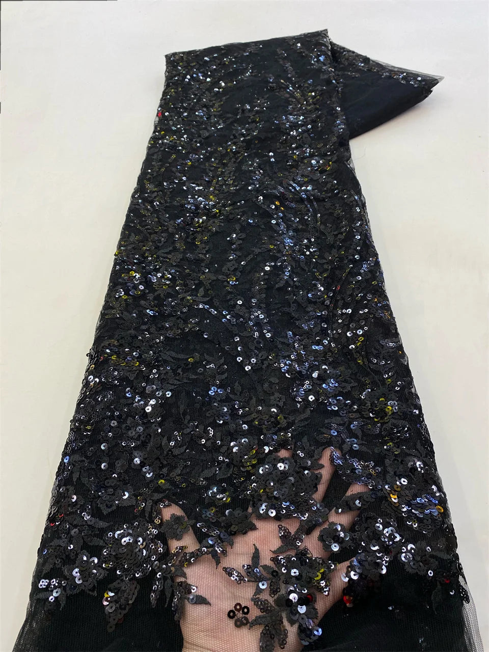 2024 High Quality African Lace Fabric Sequins Mesh Lace France Luxury Beads 3D Embroidered Tulle Lace Fabric for Sewing