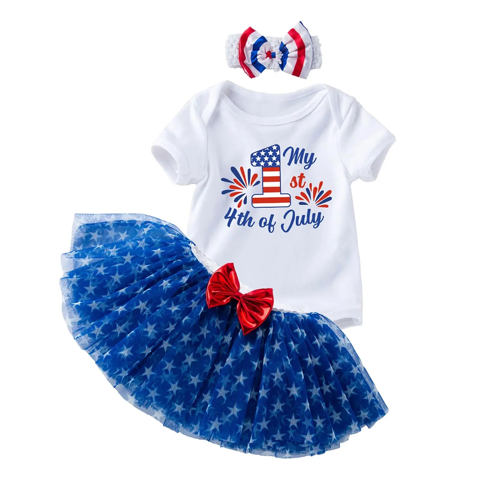 Body de Algodón, Tutú Multicolor y Accesorios Edición Especial 4 de Julio