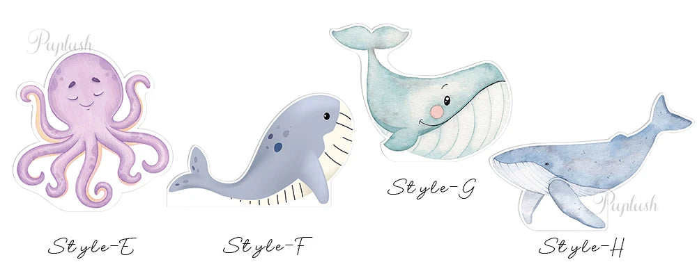 Decorative Kit "Bajo el Mar" - Watercolor Figures for Children's Parties and Baby Shower