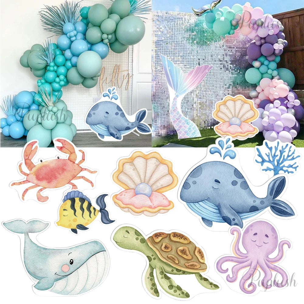 Decorative Kit "Bajo el Mar" - Watercolor Figures for Children's Parties and Baby Shower