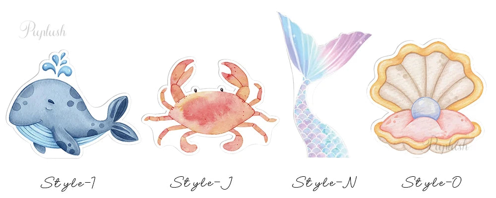 Decorative Kit "Bajo el Mar" - Watercolor Figures for Children's Parties and Baby Shower