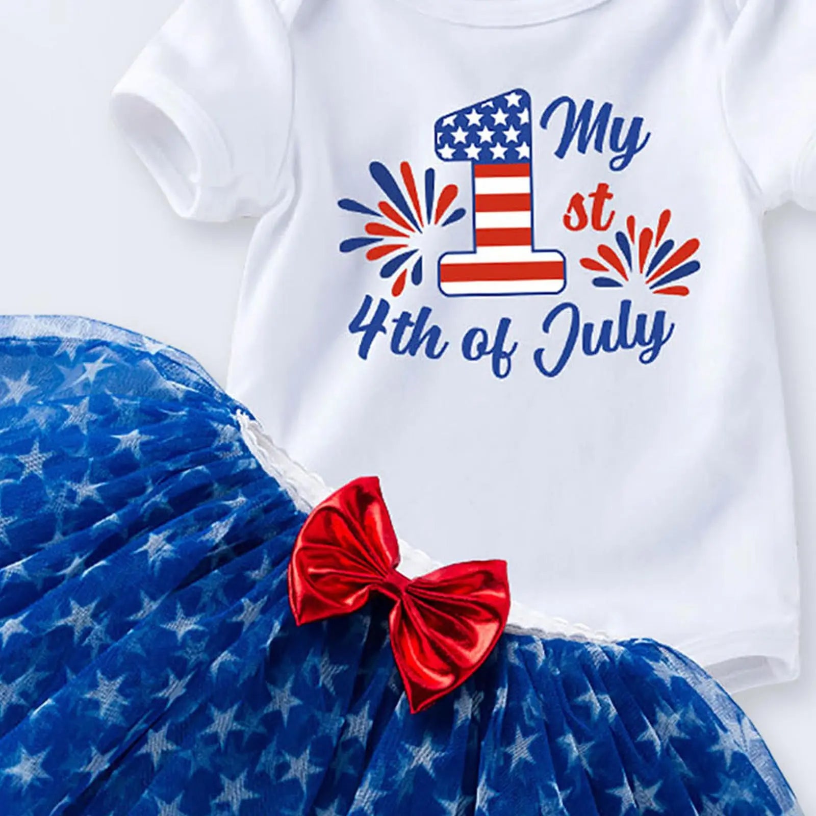 Body de Algodón, Tutú Multicolor y Accesorios Edición Especial 4 de Julio