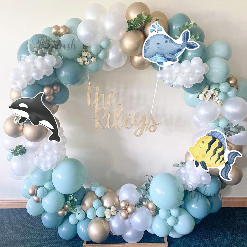 Decorative Kit "Bajo el Mar" - Watercolor Figures for Children's Parties and Baby Shower