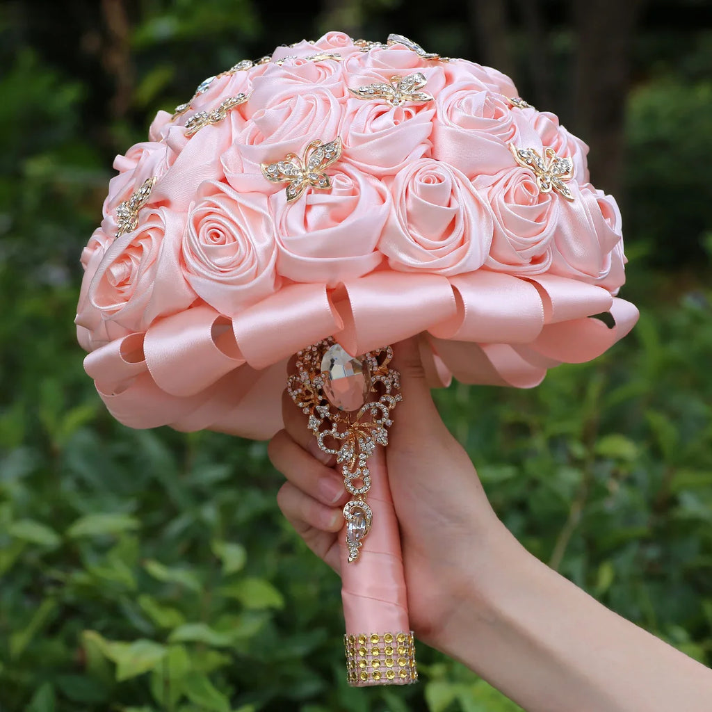 Bouquet de quinceañera avec papillons en strass, bouquets de mariée pour la mariée et les demoiselles d'honneur
