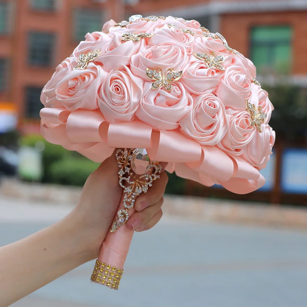 Bouquet de quinceañera avec papillons en strass, bouquets de mariée pour la mariée et les demoiselles d'honneur