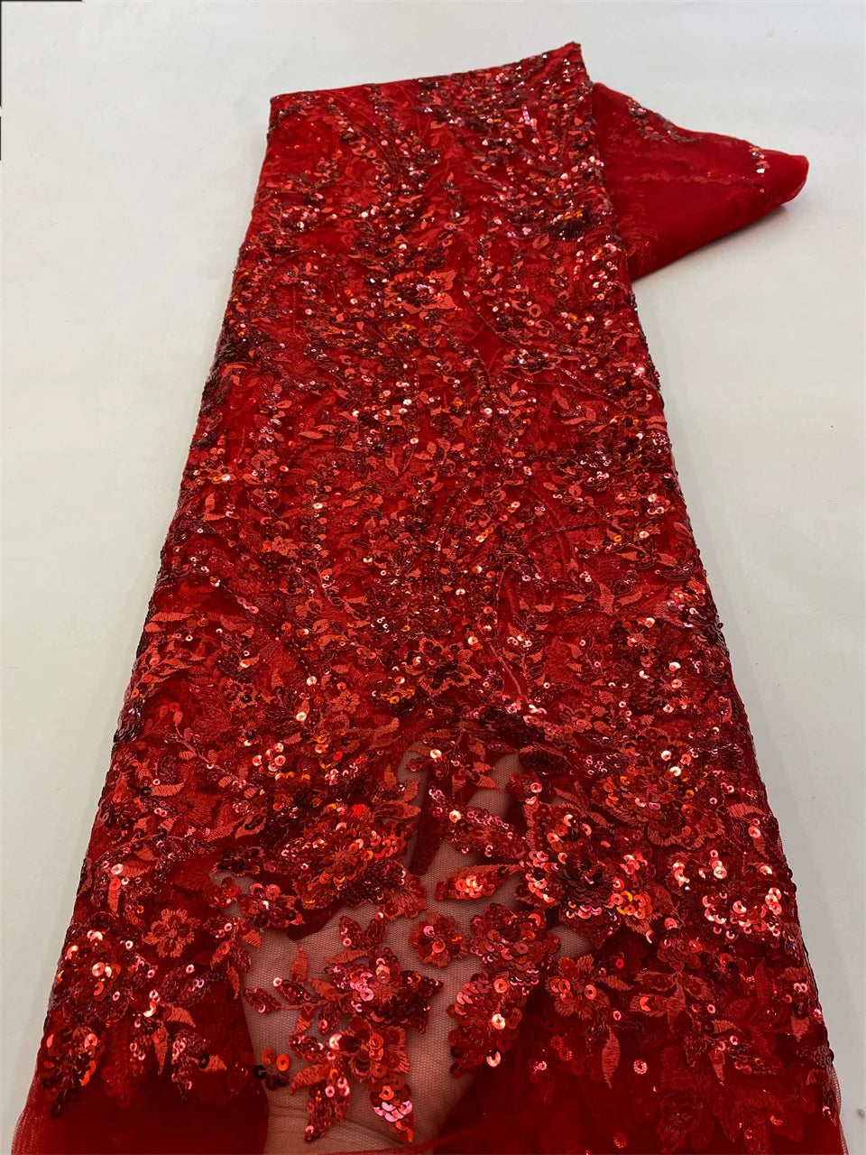 2024 High Quality African Lace Fabric Sequins Mesh Lace France Luxury Beads 3D Embroidered Tulle Lace Fabric for Sewing