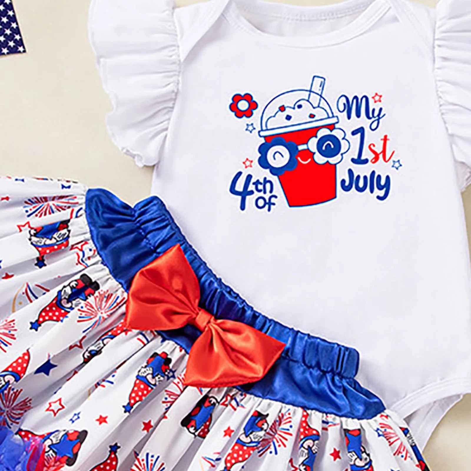 Ruffled Sleeve Bodysuit, Skirt with Tutu and Coquetish Headband