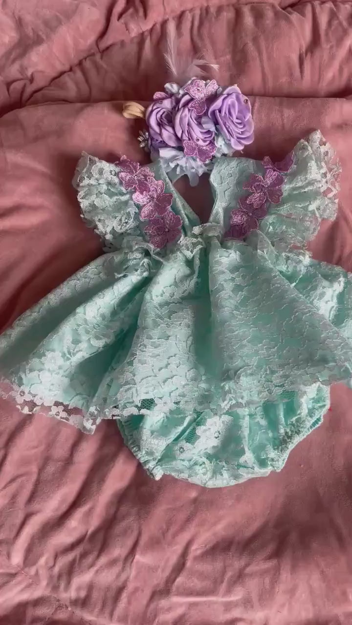 Aurora Borealis Gala Newborn dress  Set - Limited Edition